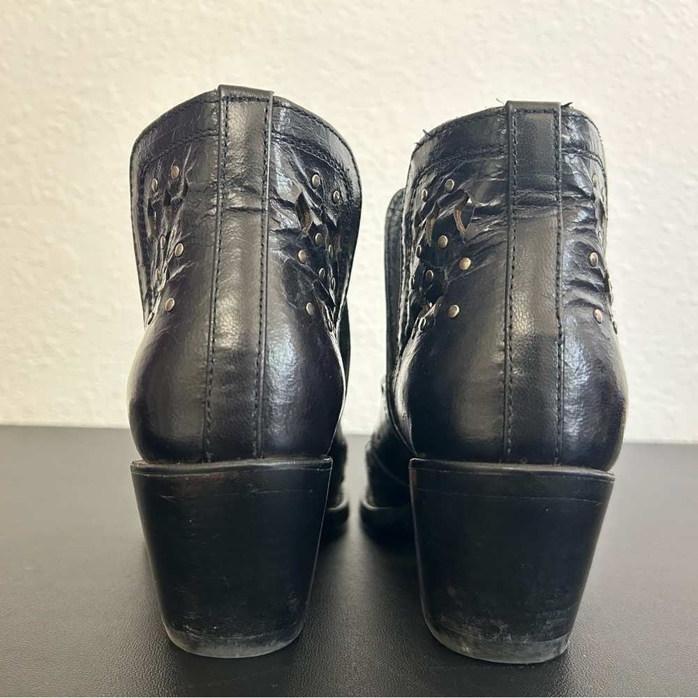 ARIAT 6.5B Black Dixon Studded Western Ankle  Leather Booties SNIP TOE - Picture 8 of 11